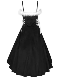 Women's Casual Dress Christmas Dress Winter Dress Color Block Ruched Patchwork Strap Midi Dress Active Fashion Outdoor Christmas Sleeveless Regular Fit Black Wine Red Fall Winter S M L XL XXL -Fashion Life Shop urvjfh1697539314954