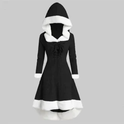 Women's Christmas Hoodie Dress Vintage Dress Midi Dress Green Black Wine Red Gray Long Sleeve Pure Color Patchwork Winter Fall Hooded Vacation Vintage 2022 S M L XL XXL 3XL -Fashion Life Shop utpugg1667275376679