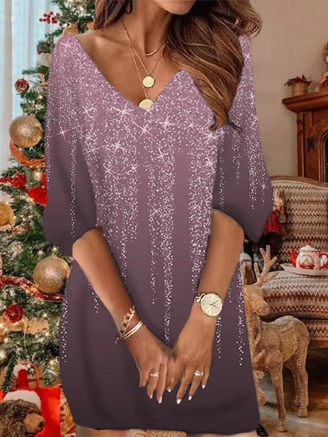 Women‘s Christmas Sweatshirt Dress Winter Dress Short Mini Dress Blue Black 3/4 Length Sleeve Santa Claus Snowman Snowflake Print Fall Winter V Neck Vacation Casual Loose Fit 2022 S M L XL XXL 3XL 15 Women‘s Christmas Sweatshirt Dress Winter Dress Short Mini Dress Blue Black 3/4 Length Sleeve Santa Claus Snowman Snowflake Print Fall Winter V Neck Vacation Casual Loose Fit 2022 S M L XL XXL 3XL - Image 15