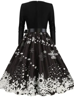 Women's Christmas Party Dress Swing DressKnee Length Dress Green Purple Wine Red Black Long Sleeve Santa Claus Elk Snowman Print Fall Winter V Neck Vintage Party Elegant Party 2022 S M L XL XXL 3XL -Fashion Life Shop uuegyf1665475507804