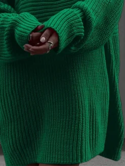 Women‘s Christmas Sweater Dress Jumper Dress Winter Dress Fashion Outdoor Christmas Street Daily Turtleneck Long Sleeve Patchwork 2023 Loose Fit Green S M L -Fashion Life Shop uwisky1693912642874