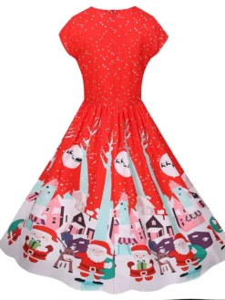 Women's Christmas Knee Length Dress Green Black Red Short Sleeve Print Print Fall Winter Round Neck Casual Vintage2021 S M L XL XXL 19 Women's Christmas Knee Length Dress Green Black Red Short Sleeve Print Print Fall Winter Round Neck Casual Vintage2021 S M L XL XXL -Fashion Life Shop uzkagn1629971721856