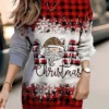 Women‘s Christmas Casual Dress Sweatshirt Dress Mini Dress Warm Fashion Outdoor Holiday Crew Neck Print Geometric Santa Claus Loose Fit Red Orange Green S M L XL XXL