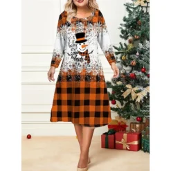 Women's Christmas Plus Size Curve Casual Dress Skater Dress A Line Dress Plaid Snowflake Midi Dress Long Sleeve Print Crew Neck Fashion Outdoor Red Blue Fall Winter L XL XXL 3XL 4XL 6 Women's Christmas Plus Size Curve Casual Dress Skater Dress A Line Dress Plaid Snowflake Midi Dress Long Sleeve Print Crew Neck Fashion Outdoor Red Blue Fall Winter L XL XXL 3XL 4XL -Fashion Life Shop vbkbjm1695641850524