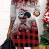 Women‘s Christmas Casual Dress Sweatshirt Dress Mini Dress Warm Fashion Outdoor Holiday Crew Neck Print Geometric Santa Claus Loose Fit Black White Green S M L XL XXL