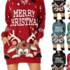 Women‘s Christmas Casual Dress Hoodie Dress Mini Dress Fashion Daily Outdoor Vacation V Neck Pocket Bell Regular Fit Black White Red S M L XL XXL