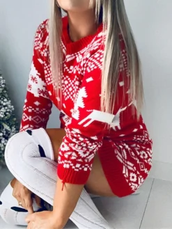 Women‘s Christmas Sweater Dress Jumper Dress Winter Dress Fashion Ugly Christmas Christmas Daily Vacation Going Out Crew Neck Long Sleeve Patchwork 2023 Regular Fit Wine Navy Blue S M 15 Women‘s Christmas Sweater Dress Jumper Dress Winter Dress Fashion Ugly Christmas Christmas Daily Vacation Going Out Crew Neck Long Sleeve Patchwork 2023 Regular Fit Wine Navy Blue S M -Fashion Life Shop vdcnae1694601705890