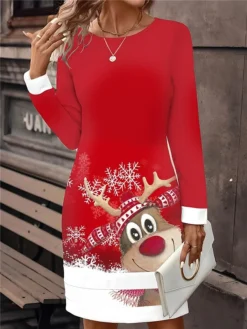Women‘s Christmas Casual Dress Sweatshirt Dress Mini Dress Active Fashion Outdoor Holiday Crew Neck Print Snowman Tree Loose Fit Black White Wine S M L XL XXL 9 Women‘s Christmas Casual Dress Sweatshirt Dress Mini Dress Active Fashion Outdoor Holiday Crew Neck Print Snowman Tree Loose Fit Black White Wine S M L XL XXL -Fashion Life Shop vdvcin1695195008696