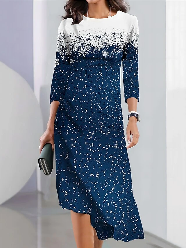 Women's Casual Dress Christmas Dress Print Dress Plaid Print Crew Neck Midi Dress Fashion Streetwear Outdoor Christmas Long Sleeve Slim Wine Red Blue Fall Winter S M L XL XXL 3 Women's Casual Dress Christmas Dress Print Dress Plaid Print Crew Neck Midi Dress Fashion Streetwear Outdoor Christmas Long Sleeve Slim Wine Red Blue Fall Winter S M L XL XXL - Image 3