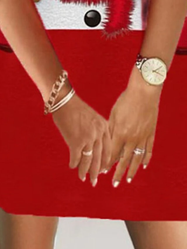 Women's Christmas Sweatshirt Dress Winter Dress Mini Dress Red 3/4 Length Sleeve Snowman Print Winter Fall V Neck Vacation Casual Loose Fit 2022 S M L XL XXL 3XL 2 Women's Christmas Sweatshirt Dress Winter Dress Mini Dress Red 3/4 Length Sleeve Snowman Print Winter Fall V Neck Vacation Casual Loose Fit 2022 S M L XL XXL 3XL - Image 2