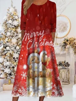 Women's Christmas Casual Dress Swing DressMidi Dress Blue Royal Blue Red Long Sleeve Santa Claus Snowflake Pocket Print Fall Winter Round Neck Vacation Casual 2022 S M L XL XXL 3XL 22 Women's Christmas Casual Dress Swing DressMidi Dress Blue Royal Blue Red Long Sleeve Santa Claus Snowflake Pocket Print Fall Winter Round Neck Vacation Casual 2022 S M L XL XXL 3XL -Fashion Life Shop vlzayh1668664916220