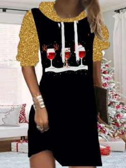 Women's Christmas Hoodie Dress Shift Dress Mini Dress Blue Gold Wine Long Sleeve Plaid Print Fall Spring Hooded Fashion Christmas Daily Loose Fit 2022 S M L XL XXL 3XL 8 Women's Christmas Hoodie Dress Shift Dress Mini Dress Blue Gold Wine Long Sleeve Plaid Print Fall Spring Hooded Fashion Christmas Daily Loose Fit 2022 S M L XL XXL 3XL -Fashion Life Shop voilba1667562154799