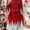 Women‘s Christmas Sweater Dress Jumper Dress Winter Dress Warm Plaid Christmas Tree Snowflake Outdoor Christmas Daily Holiday Crew Neck Long Sleeve 2023 Regular Fit Wine Red Blue S M L