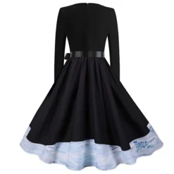 Women's Christmas Knee Length Dress Gray White Black Red Brown Long Sleeve Print Bow Print Fall Winter V Neck Casual Vintage2021 S M L XL XXL 3XL -Fashion Life Shop vslerj1629971756699