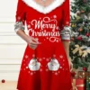 Women's Casual Dress Christmas Dress Winter Dress Letter Santa Claus Print V Neck Mini Dress Active Fashion Outdoor Christmas Long Sleeve Regular Fit Black Wine Blue Fall Winter S M L XL XXL