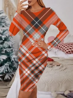 Women's Christmas Casual Dress Print Dress Blue Wine Light Red Orange Red Long Sleeve ElkTree Snowflake Print Winter Autumn Crew Neck Fashion Casual Fall Dress 2022 S M L XL 2XL 3XL 4XL 5XL 6XL -Fashion Life Shop vxctbi1666064408716