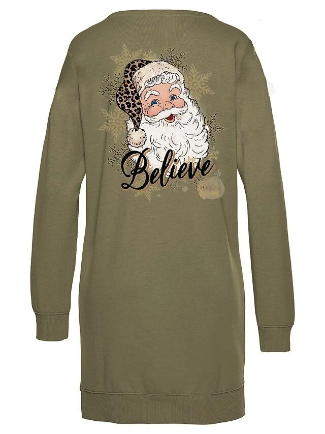 Women's Casual Dress Christmas Dress Sweatshirt Dress Santa Claus Ugly Christmas Pocket Print Crew Neck Mini Dress Fashion Streetwear Outdoor Christmas Long Sleeve Loose Fit Army Green Fall Winter S 2 Women's Casual Dress Christmas Dress Sweatshirt Dress Santa Claus Ugly Christmas Pocket Print Crew Neck Mini Dress Fashion Streetwear Outdoor Christmas Long Sleeve Loose Fit Army Green Fall Winter S - Image 2