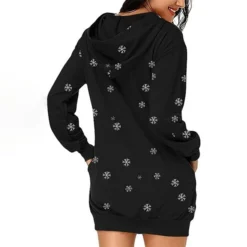 Women's Christmas Shift DressShort Mini DressShort Mini Dress Red Black Long Sleeve Letter Elk Snowflake Pocket Print Fall Winter Hooded Fashion Modern Loose Fit 2022 S M L XL XXL 3XL -Fashion Life Shop wepqvm1663667039379