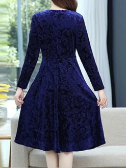 Women's Christmas Dress Casual Dress Velvet Dress Midi Dress Pocket Outdoor Christmas Street Fashion Elegant V Neck Long Sleeve 2023 Loose Fit Black Wine Blue Color XL XXL 3XL 4XL 5XL Size -Fashion Life Shop wfsjil1695207038864