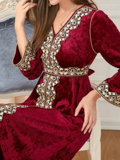 Women's Casual Dress Velvet Dress Swing Dress Long Dress Maxi Dress Lace Embroidered Outdoor Christmas Daily Fashion Elegant V Neck Long Sleeve 2023 Loose Fit Wine Color M L XL XXL Size 11 Women's Casual Dress Velvet Dress Swing Dress Long Dress Maxi Dress Lace Embroidered Outdoor Christmas Daily Fashion Elegant V Neck Long Sleeve 2023 Loose Fit Wine Color M L XL XXL Size -Fashion Life Shop wgiaaa1695206512761