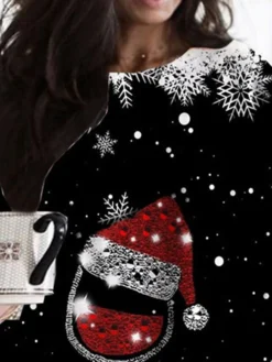 Women‘s Plus Size Christmas Dress Casual Dress Cat Long Sleeve Winter Fall Casual Festival Mini Dress Going Out Dress -Fashion Life Shop whgaix1667812445973