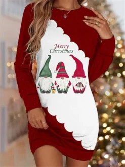 Women‘s Christmas Sweatshirt Dress Shift Dress Blue Wine Long Sleeve Color Block Print Winter Fall Autumn Fashion Daily Loose Fit 2022 S M L XL XXL 3XL 5 Women‘s Christmas Sweatshirt Dress Shift Dress Blue Wine Long Sleeve Color Block Print Winter Fall Autumn Fashion Daily Loose Fit 2022 S M L XL XXL 3XL -Fashion Life Shop wjbrra1667562367472