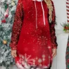 Women's Christmas Dress Casual Dress Mini Dress Warm Fashion Outdoor Christmas Holiday Hoodie Print Snowflake Loose Fit Wine S M L XL XXL