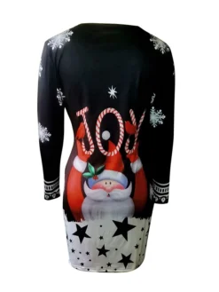 Women's Casual Dress Christmas Dress Winter Dress Santa Claus Snowflake Print Crew Neck Mini Dress Fashion Classic Outdoor Christmas Long Sleeve Loose Fit Black White Red Fall Winter S M L XL XXL -Fashion Life Shop wocliy1695282014388
