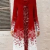 Women's Casual Dress Christmas Dress Winter Dress Snowflake Patchwork Fake Two Piece Cowl Neck Midi Dress Fashion Streetwear Outdoor Christmas Long Sleeve Loose Fit Wine Fall Winter S M L XL XXL