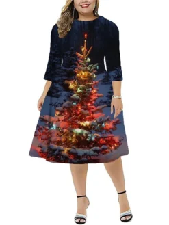 Women‘s Plus Size Christmas Dress Work Dress Santa Claus 3/4 Length Sleeve Winter Fall Midi Dress Christmas Dress Work Dress 8 Women‘s Plus Size Christmas Dress Work Dress Santa Claus 3/4 Length Sleeve Winter Fall Midi Dress Christmas Dress Work Dress -Fashion Life Shop wqiyuz1667812166374