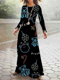 Women's Christmas Casual Dress Swing Dress Long Dress Maxi Dress Black Blue Wine Long Sleeve Santa Claus Print Winter Fall Autumn Crew Neck Stylish 2022 S M L XL 2XL 3XL 4XL 5XL 7 Women's Christmas Casual Dress Swing Dress Long Dress Maxi Dress Black Blue Wine Long Sleeve Santa Claus Print Winter Fall Autumn Crew Neck Stylish 2022 S M L XL 2XL 3XL 4XL 5XL -Fashion Life Shop wtnjzt1667470291507