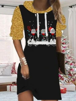 Women's Christmas Hoodie Dress Shift Dress Mini Dress Black Gold Wine Long Sleeve Plaid Print Fall Spring Hooded Fashion Christmas Daily Loose Fit 2022 S M L XL XXL 3XL 8 Women's Christmas Hoodie Dress Shift Dress Mini Dress Black Gold Wine Long Sleeve Plaid Print Fall Spring Hooded Fashion Christmas Daily Loose Fit 2022 S M L XL XXL 3XL -Fashion Life Shop wxduzq1667562071234