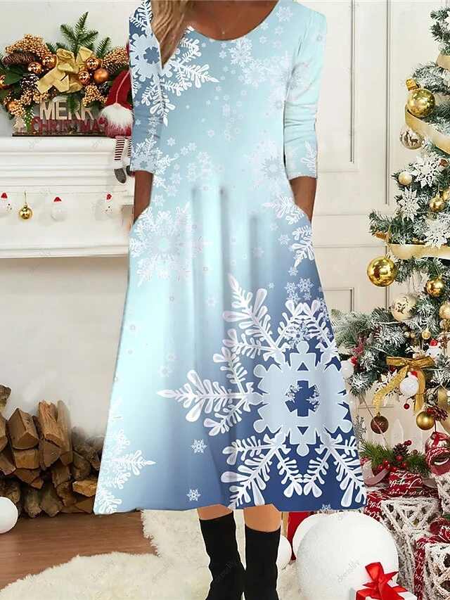 Women's Christmas Casual Dress Shift Dress Midi Dress Midi Dress Green Blue Wine 3/4 Length Sleeve Plaid Ruched Winter Fall Autumn Round Neck Fashion Daily 2022 S M L XL XXL 3XL 5 Women's Christmas Casual Dress Shift Dress Midi Dress Midi Dress Green Blue Wine 3/4 Length Sleeve Plaid Ruched Winter Fall Autumn Round Neck Fashion Daily 2022 S M L XL XXL 3XL - Image 5