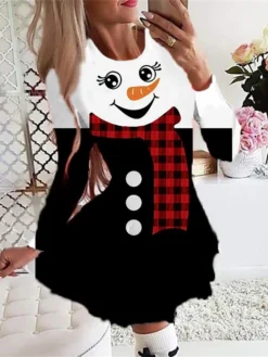 Women's Christmas Swing DressShort Mini Dress Green Red Beige White Black Long Sleeve Plaid Santa Claus Elk Pleated Print Fall Winter Crew Neck Stylish Romantic 2022 S M L XL 2XL 7 Women's Christmas Swing DressShort Mini Dress Green Red Beige White Black Long Sleeve Plaid Santa Claus Elk Pleated Print Fall Winter Crew Neck Stylish Romantic 2022 S M L XL 2XL -Fashion Life Shop wygept1665485241895