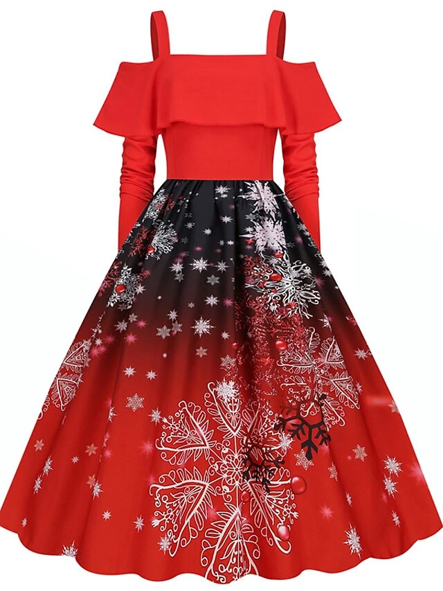 Women's Christmas Swing Dress Slip Dress Vintage Dress Midi Dress Black Wine Light Red Long Sleeve Santa Claus Cold Shoulder Winter Fall Autumn Spaghetti Strap Modern Vacation 2022 S M L XL XXL 3XL 11 Women's Christmas Swing Dress Slip Dress Vintage Dress Midi Dress Black Wine Light Red Long Sleeve Santa Claus Cold Shoulder Winter Fall Autumn Spaghetti Strap Modern Vacation 2022 S M L XL XXL 3XL - Image 11