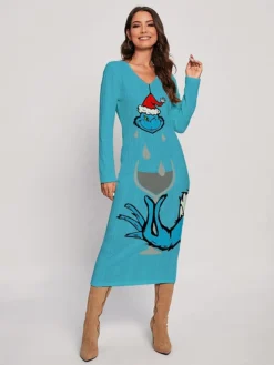 Women's Christmas Dress Sweater Dress Jumper Dress Midi Dress Ugly Print Outdoor Christmas Daily Holiday V Neck Long Sleeve 2023 Regular Fit Red Royal Blue Blue S M L XL XXL 3XL 8 Women's Christmas Dress Sweater Dress Jumper Dress Midi Dress Ugly Print Outdoor Christmas Daily Holiday V Neck Long Sleeve 2023 Regular Fit Red Royal Blue Blue S M L XL XXL 3XL -Fashion Life Shop wyktgi1697378081462