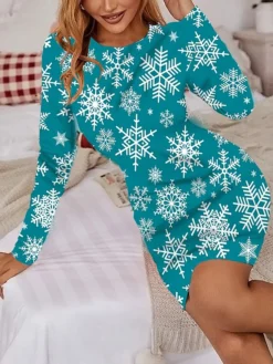 Women's Christmas Casual Dress Print Dress Green Blue Yellow Red Long Sleeve Elk Tree Snowflake Print Winter Autumn Crew Neck Fashion Casual 2022 S M L XL 2XL 3XL 4XL 5XL 6XL 6 Women's Christmas Casual Dress Print Dress Green Blue Yellow Red Long Sleeve Elk Tree Snowflake Print Winter Autumn Crew Neck Fashion Casual 2022 S M L XL 2XL 3XL 4XL 5XL 6XL -Fashion Life Shop wzxeyb1666605501628