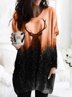 Women's Christmas Casual Dress T Shirt Dress Tee DressShort Mini Dress Green Orange Red Gray Long Sleeve Elk Color Gradient Pocket Fall Winter Crew Neck Casual 2022 S M L XL XXL 3XL 4XL 5XL 7 Women's Christmas Casual Dress T Shirt Dress Tee DressShort Mini Dress Green Orange Red Gray Long Sleeve Elk Color Gradient Pocket Fall Winter Crew Neck Casual 2022 S M L XL XXL 3XL 4XL 5XL -Fashion Life Shop xdfrfw1665656460570