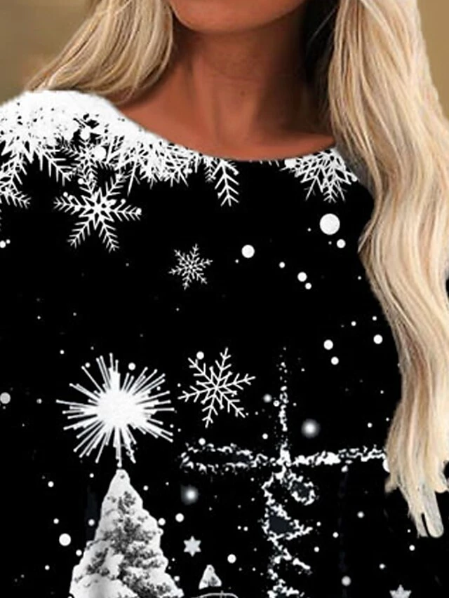 Women's Casual Dress T Shirt Dress Tee Dress Shift Dress Mini Dress Black Long Sleeve Letter Print Winter Fall Spring Crew Neck Fashion Christmas Daily 2022 S M L XL XXL 3XL 3 Women's Casual Dress T Shirt Dress Tee Dress Shift Dress Mini Dress Black Long Sleeve Letter Print Winter Fall Spring Crew Neck Fashion Christmas Daily 2022 S M L XL XXL 3XL - Image 3