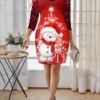 Women's Casual Dress Christmas Dress Winter Dress Snowman Patchwork Sequin Crew Neck Mini Dress Fashion Modern Outdoor Christmas 3/4 Length Sleeve Regular Fit Wine Fall Winter S M L XL XXL