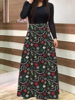 Women's Christmas Sheath DressMaxi Long Dress Green Light Red Dark Blue Red White Black Long Sleeve Floral Letter Bell Patchwork Print Fall Winter Round Neck Stylish Modern 2022 S M L XL 10 Women's Christmas Sheath DressMaxi Long Dress Green Light Red Dark Blue Red White Black Long Sleeve Floral Letter Bell Patchwork Print Fall Winter Round Neck Stylish Modern 2022 S M L XL -Fashion Life Shop xfrwtl1663150447388