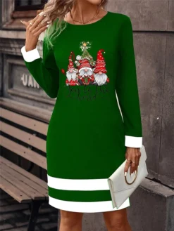Women's Christmas Dress Sweatshirt Dress Mini Dress Active Fashion Outdoor Christmas Holiday Crew Neck Print Santa Claus Loose Fit Black Wine Green S M L XL XXL 7 Women's Christmas Dress Sweatshirt Dress Mini Dress Active Fashion Outdoor Christmas Holiday Crew Neck Print Santa Claus Loose Fit Black Wine Green S M L XL XXL -Fashion Life Shop xhgsnf1697543211587