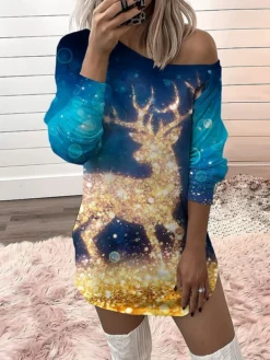 Women‘s Christmas Casual Dress Sweatshirt Dress Mini Dress Warm Fashion Outdoor Holiday Crew Neck Print Santa Claus Snowman Loose Fit Red Burgundy Royal Blue S M L XL XXL 7 Women‘s Christmas Casual Dress Sweatshirt Dress Mini Dress Warm Fashion Outdoor Holiday Crew Neck Print Santa Claus Snowman Loose Fit Red Burgundy Royal Blue S M L XL XXL -Fashion Life Shop xihrue1694166434327