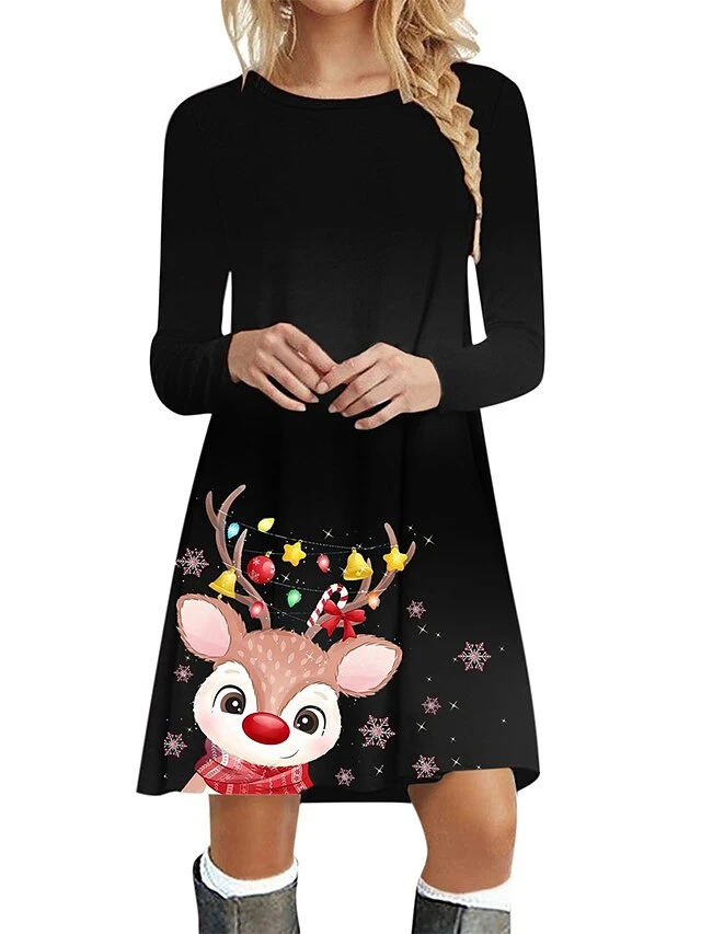 Women's Casual Dress Christmas Dress Sweatshirt Dress Snowflake Ugly Christmas Print Crew Neck Mini Dress Active Fashion Outdoor Christmas Long Sleeve Loose Fit Black Brown Khaki Fall Winter S M L XL 1 Women's Casual Dress Christmas Dress Sweatshirt Dress Snowflake Ugly Christmas Print Crew Neck Mini Dress Active Fashion Outdoor Christmas Long Sleeve Loose Fit Black Brown Khaki Fall Winter S M L XL