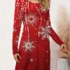 Women's Casual Dress Christmas Dress Winter Dress Snowflake Print V Neck Mini Dress Fashion Streetwear Outdoor Christmas Long Sleeve Loose Fit Black Wine Blue Fall Winter S M L XL XXL