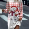 Women's Casual Dress Sweatshirt Dress Mini Dress Warm Fashion Outdoor Christmas Vacation Crew Neck Print Snowman Regular Fit Pink Blue Orange S M L XL XXL