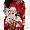 Women‘s Plus Size Christmas Dress Casual Dress Santa Claus Long Sleeve Winter Fall Casual Festival Mini Dress Going Out Dress