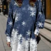Women's Casual Dress Sweatshirt Dress Mini Dress Warm Fashion Outdoor Christmas Holiday Crew Neck Pocket Print Snowflake Loose Fit Blue S M L XL XXL