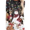 Women's Christmas T Shirt Dress Tee Dress Print DressShort Mini Dress Black And White Long Sleeve Animal Print Patchwork Print Spring Fall Crew Neck Classic Modern 2022 S M L XL 2XL 3XL 4XL