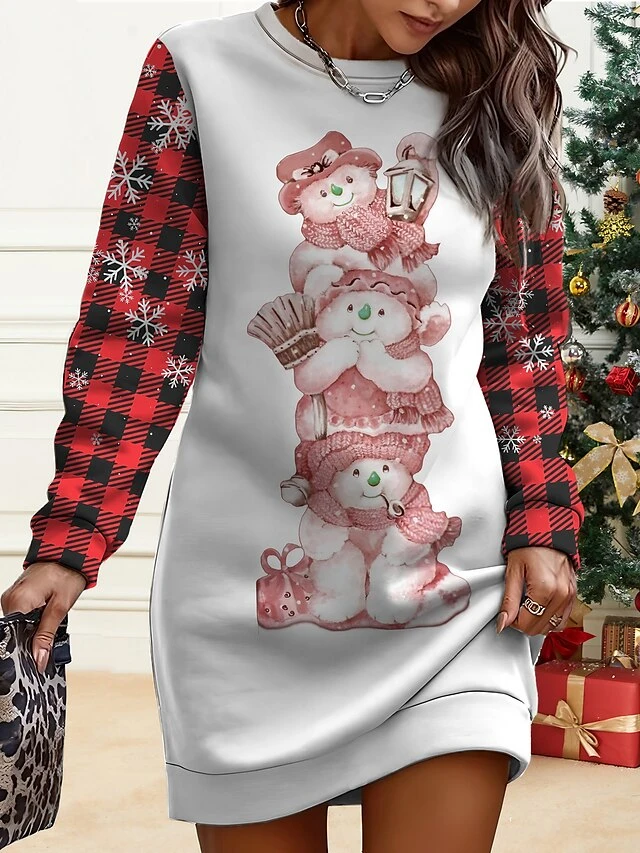 Women‘s Christmas Casual Dress Sweatshirt Dress Mini Dress Warm Fashion Outdoor Holiday Crew Neck Print Animal Santa Claus Tree Loose Fit Black Burgundy Green S M L XL XXL 1 Women‘s Christmas Casual Dress Sweatshirt Dress Mini Dress Warm Fashion Outdoor Holiday Crew Neck Print Animal Santa Claus Tree Loose Fit Black Burgundy Green S M L XL XXL
